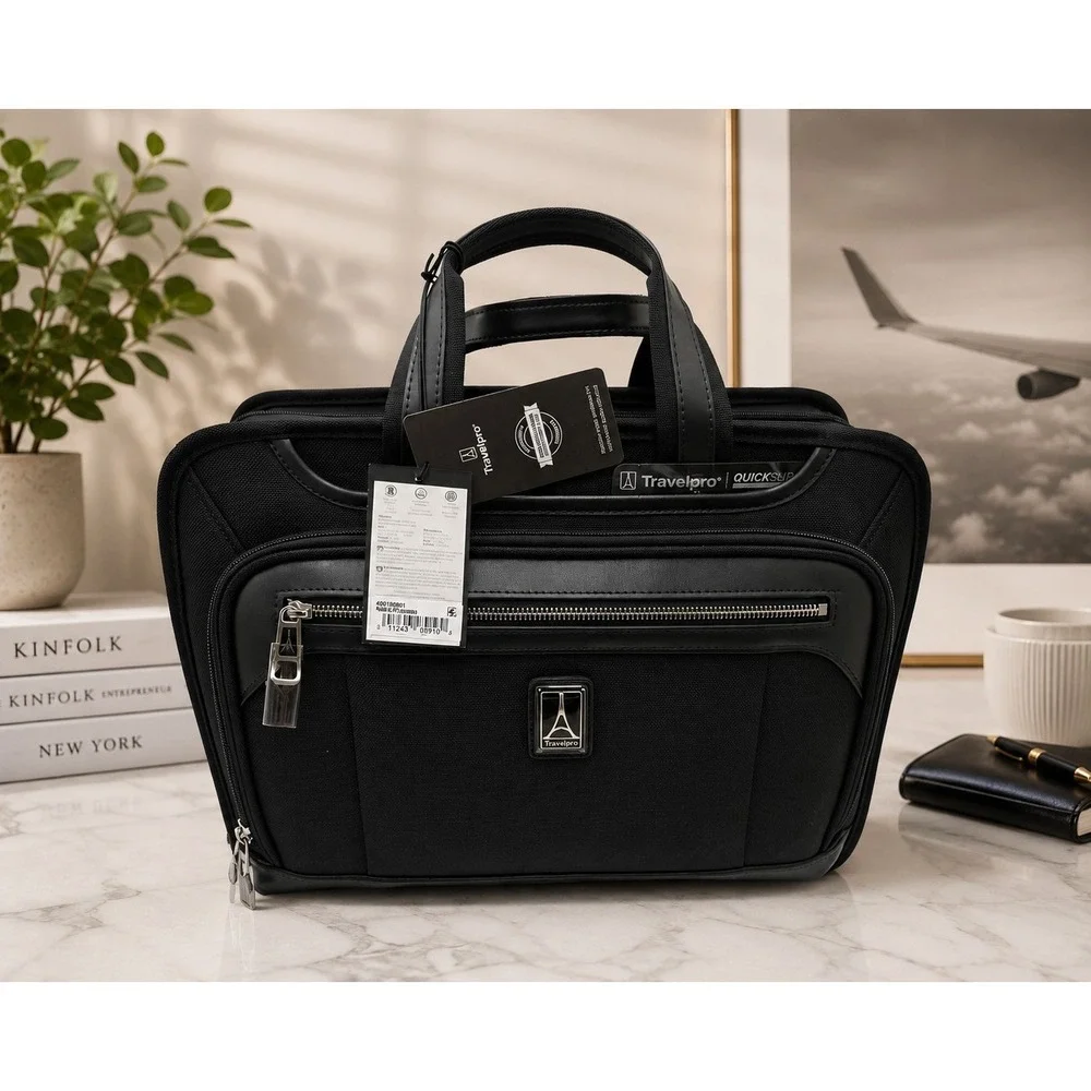 Travelpro Platinum Elite Black Business Briefcase Laptop Bag Carry-On Travel NWT
